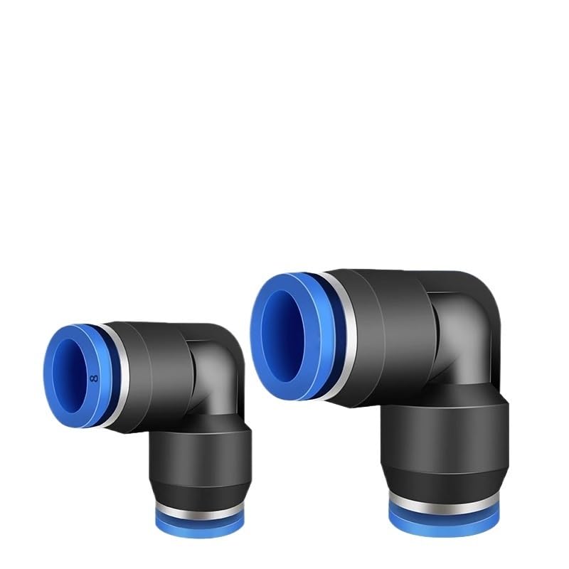 20 piezas neumáticas de ajuste rápido PV de 90 grados de plástico de 4 mm, 6 mm, 8 mm, 10 mm, piezas de aire, conector de agua de 2 vías (Pv-10,500 piezas)