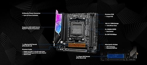 Image of ASRock AMD B850i Lightning WiFi 6E Socket AM5 Ryzen 9000 /8000 /7000 Series DDR5 8200+ (OC) MHz 128GB Mini ITX Motherboard M.2 SATA3 6.0 Gb /s PCIe 5.0 B850 BIOS Flashback