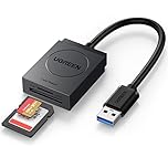 UGREEN SD Card Reader, USB 3.0 to TF/SD Cards Adapter, 170Mb/s External Memory Card Adapter, Dual Card Slots Simultaneously for SDXC, SDHC, SD, MMC, RS-MMC, Micro SDXC, Micro SDHC Card