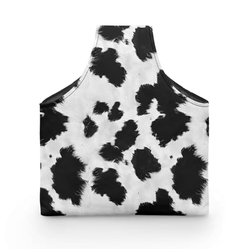 Image of KUIFORTI Cow Print Crochet Bag Large Yarn Storage Tote Bag Knitting Bag and Totes Organizer Yarn Holder for Crocheting on the Go