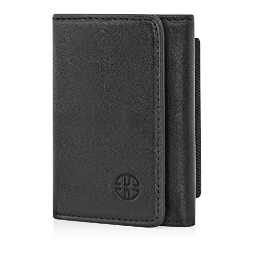 TRUSADOR Rimini Unisex Minimalist Small Leather Wallet Elastic Thread Credit Card Holder (Black)2