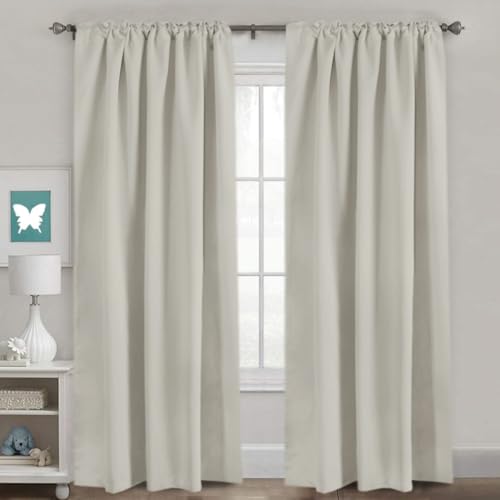Image of H.VERSAILTEX Blackout Curtains Thermal Insulated Window Treatment Panels Room Darkening Blackout Drapes for Living Room Back Tab /Rod Pocket Bedroom Draperies, 52 x 96 Inch, Ivory /Cream,2 Panels