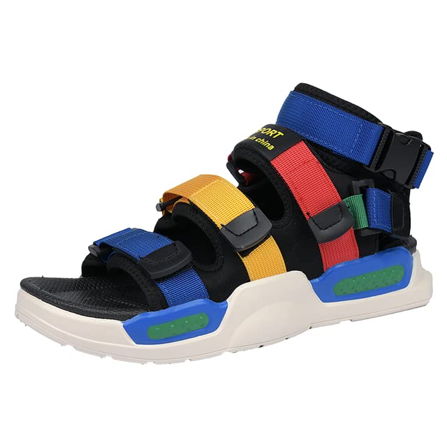 GenericSummer High-top Sandals Men Women Colorful Open Toe Gladidtor Sandals Men Outdoor Non-slip Beach Shoes Casual Men FLATSs (Cai Se 0911, 40)