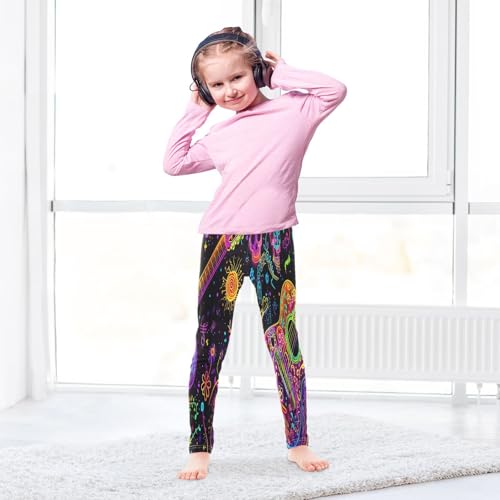 Bolaz Toddler Girls Leggings Printed Yoga Pants Leggings Guitar Note Singing Musical Scene for Kids4