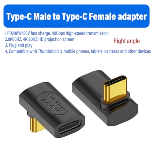 Pack 2 Adaptadores USB Tipo C Macho a Hembra Ángulo miniatura 3