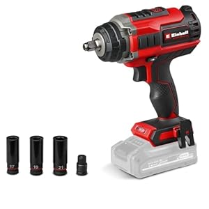 Einhell Professional Cordless Impact Wrench 18V Power X-Change, 450 Nm, 3 Power Speeds, Brushless, 1/2″ Socket Mounting Including Nut Set, Without Battery IMPAXXO 18/450
