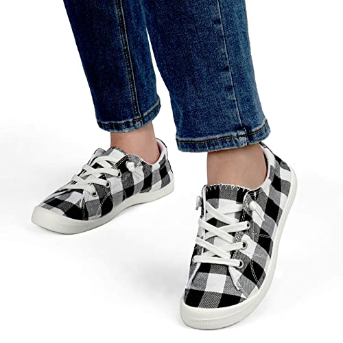 Image of Hxlber Women's Low Top Sneaker - Round Toe Comfort Casual Canvas Shoes Fashion Sneakers for Walking for Women