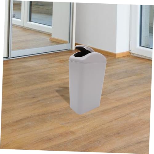 Caneca de basura rectangular con tapa abatible gris 12L miniatura 5