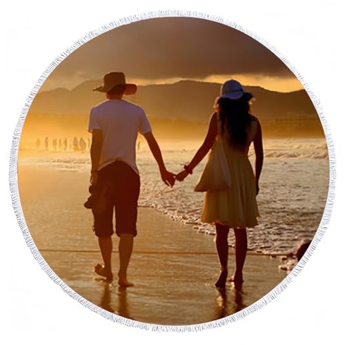 Bbflyper Toalla de Playa Personalizada,Toalla de Baño con Impresión Foto Personalizada,Tela de Microfibra,Toalla de Secado y Absorbente,Regalo Personalizado para Baño,Redondo