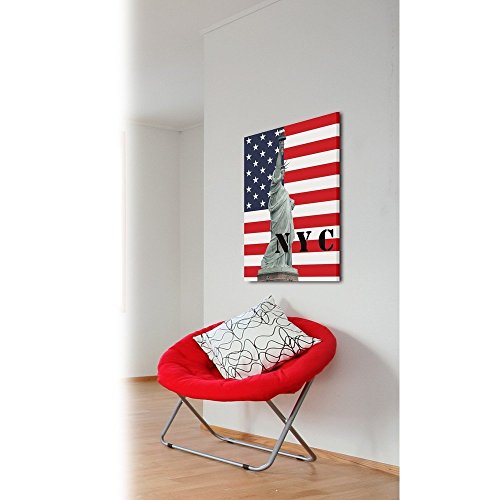 Tableau design bimatière Statue de la Liberté Couleur Rouge Matière Polyester