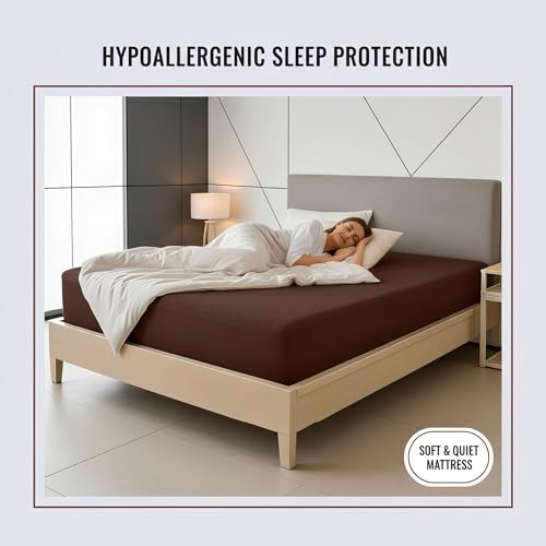 Image of 100% Waterproof Premium Cotton Feel Mattress Protector King Size (6x6.5 feet / 78x72 Inches) Breathable and Hypoallergenic Ultra Soft Elastic Fitted Bed Protector Cover, Home.