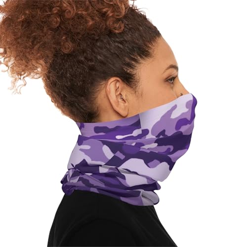 Purple Camo Neck Gaiter Scarf Bandana Tube Cover Headwear Balaclava Headband Headwrap for Men and Women4