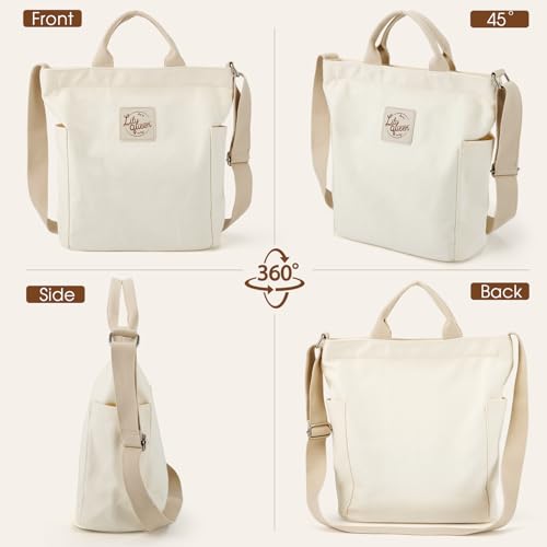 Image of Lily queen Women Canvas Tote Handbags Casual Shoulder Work Bag Crossbody