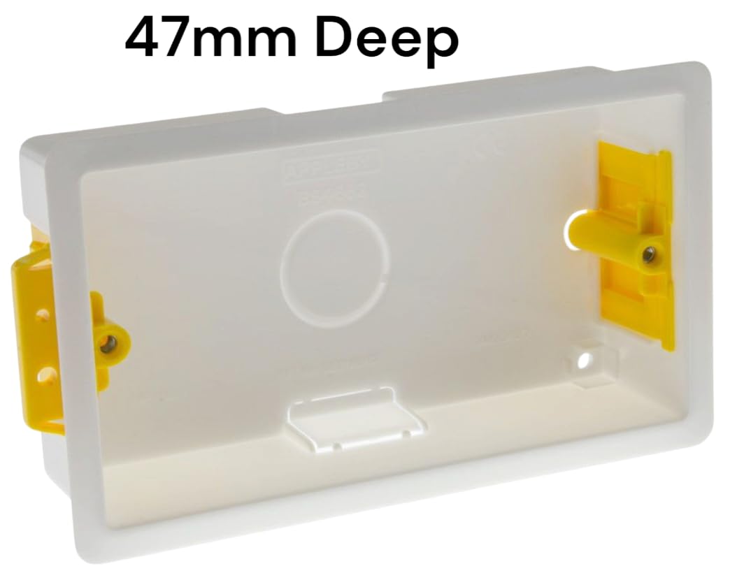 Éabcon Plasterboard Dry Wall Back Box, 47mm Deep, 2 Gang, Double, White (1) - Image 2