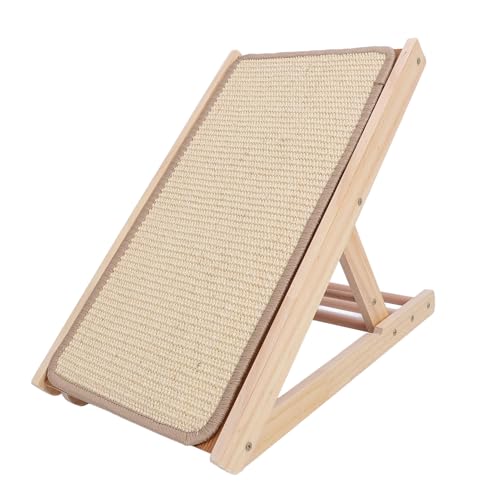 Sisal Cat Scratching Ramp, Vertical Cat Scratcher with Adjustable Height, Wall - Mounted Cat Claw Grinding Board for Furniture Protection, Durable Wood Frame for All Cat Sizes