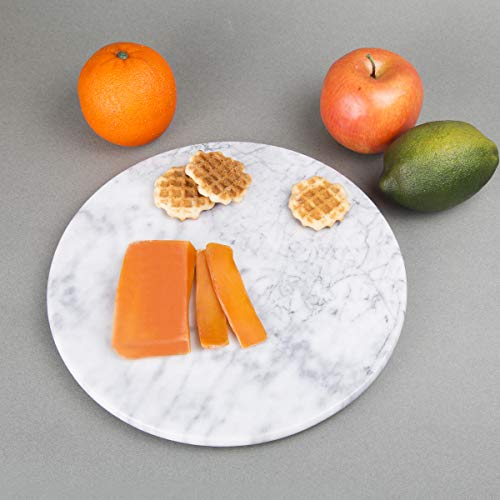 Creative Home Natural Marble Round Board Cheese Dessert Fruit Serving Plate, 12" Diam. x 1" H, Off-White (patterns may vary) - Thumbnail 6