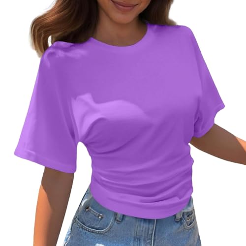 T-shirt femme col rond blanc et ample de style coréen pour l'été