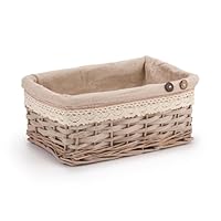 Woodluv Storage Baskets, Storage baskets for shelves woven, Storage Boxes Small, Wicker Storage Organiser Basket, 30 x 18 x 12 (H) cm, Small