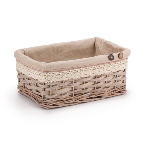 Woodluv Storage Baskets, Storage baskets for shelves woven, Storage Boxes Small, Wicker Storage Organiser Basket, 30 x 18 x 12 (H) cm, Small