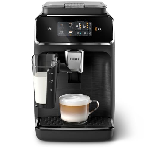 La mejor selección de Maquina Capuchino - 5 favoritos. 49 PHILIPS Serie 2300 Cafetera Superautomática - Sistema de leche LatteGo, 4 tipos de café, pantalla táctil a color, SilentBrew, Molinillo Cerámico. Negro mate (EP2330/10)