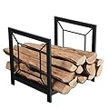 PHI VILLA 17 Inches Small Firewood Log Rack Holding Storage Brackets for Indoor/Outdoor Wood Burning Stove Accessories Square Shape
