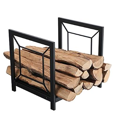 PHI VILLA 17 Inches Small Firewood Log Rack Holding Storage Brackets for Indoor/Outdoor Wood Burning Stove Accessories Square Shape
