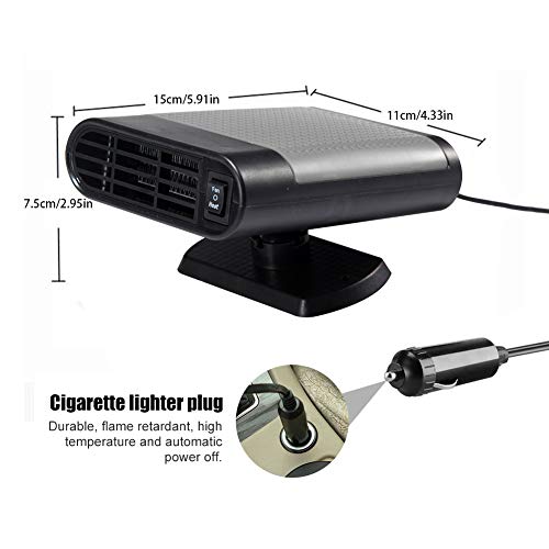 Portable Car Heater, JINGOU 12V 150W Car Winter Windscreen Window Defroster Demister Plug in Cigarette Lighter, 360 Degree Rotating Fast Heating and Cooing Defogger, Easy Defrost Defog Snow Removal