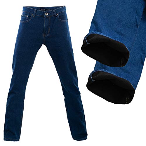 Toocool Thermojeans für Herren, Winterhose Gefüttert, mit Vlies gefütterte Thermo Arbeitshose, gefütterte Herren-Jeans für den Winter H001 [56 IT - 42 US - 50 DE, Blau]