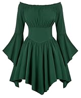 Soft Material: This meideval dress is crafted from soft fabric with a breathable opaque lining, ensuring a comfortable and delightful wearing experience. It's a vintage mini dress for women uk Classic Design: The elastic crew neckline can also be wor...