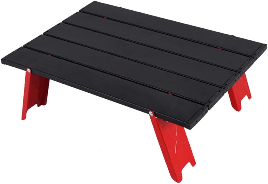 BESPORTBLE Portable Foldable Camping Table Aluminum Outdoor Picnic Side Table Lightweight Red Mini Fold-up for Beach Travel and Hiking