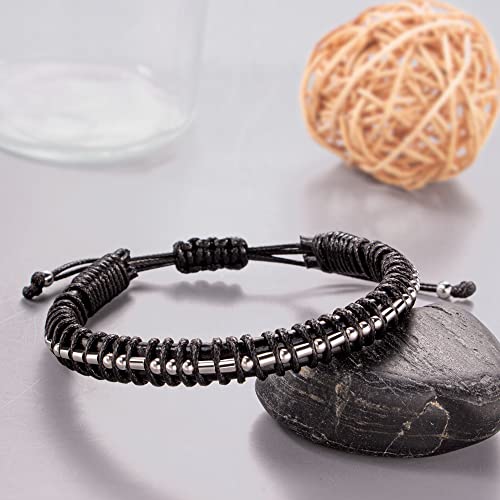 Image of Btysun Fathers Day Gift, Gifts for Men Morse Code Bracelets for Men 2026 Graduation Gifts Mens Bracelet for Him Boyfriend Husband Leather Bracelet Motivational Birthday Jewelry Stocking Stuffers