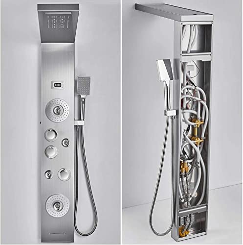 Sistema de torre de panel de ducha con luz LED, lluvia, cascada, chorro para bañera miniatura 5