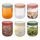 iyayayuanyuan 16oz Borosilicate Glass Jars with Lids - Freezer to Oven Safe (-4°F to 446°F), Airtight Meal Prep Containers for Overnight Oats, Snacks, Coffee, Microwave & Dishwasher Safe (6pack)