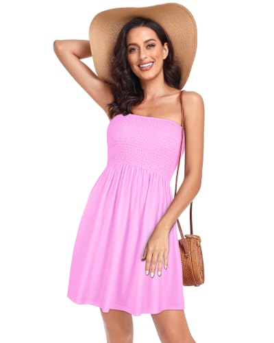 Image of Summer Dress for Women Beach Boho Strapless Cover Ups Off Shoulder Floral Sundresses