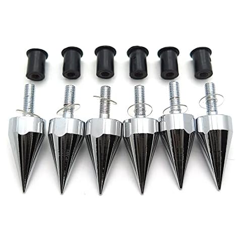 XKMT-Universal Chrome Spike Bolts with Mounting Parts Compatible with Windscreen Fairings License Plate [B0176SWH2C] Cover