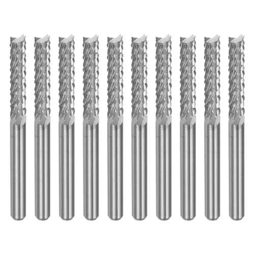 uxcell 10Pcs 3.175mm Carbide End Mill Engraving Milling Cutter CNC Routers Bits for PCB Machine, 1/8" Shank