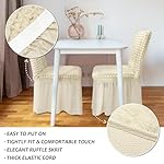 NICEEC High Stretch Chair Covers for Dining Chairs Covers Set of 4 Removable Dining Room Chair Covers with Skirt Spandex Parson Chair Slipcovers Protector for Kitchen Wedding Party Banquet(Beige) - Image 2