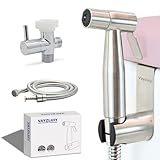 Vayzluiy Handheld Toilet Bidet Sprayer for Toilet-Adjustable Water Pressure Control with Bidet Hose for Feminine Wash, Stainless Steel Brushed Nickel Cloth Diaper for Baby Wash (Stainless Steel, 1)