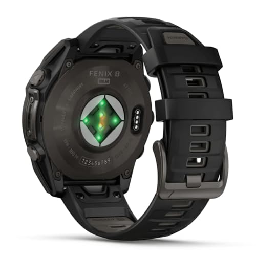 Garmin Fenix 8–47 mm, AMOLED, Gris Carbone Saphir DLC Titane avec Noir/Gris Galets en Silicone