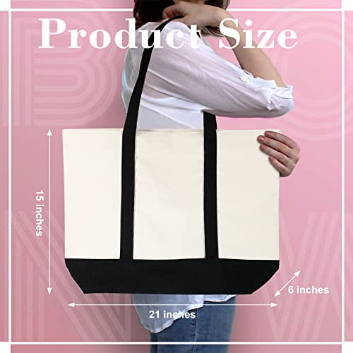 12 Pack Canvas Tote Bags Bulk Large Canvas Shopping Bag 21 Inch Canvas Bags With Zipper Reusable Canvas Grocery Bag Washable Canvas Beach Diy Totes Bulk For Women Teacher Wedding Gifts #TOP1