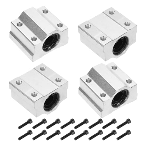 sourcing map - sourcing map 4PCS SCS10UU Linear Motion Ball Bearing Slide Bushing Aluminum 35mm Long Linear Roller Bearing Slide Block for 10mm Round Shaft Rod in 3D Printer, CNC Machine, Silver Tone