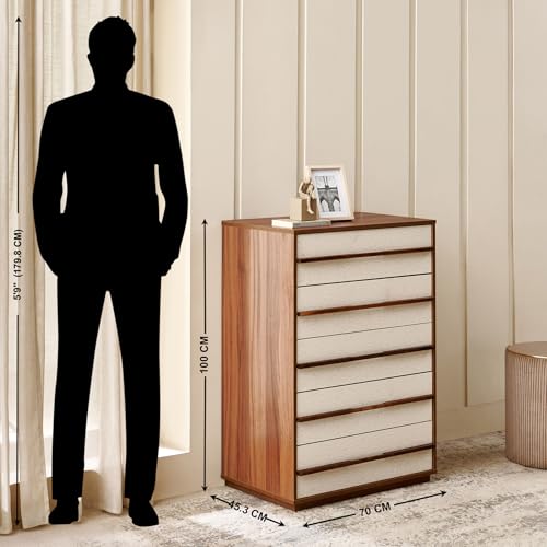 Image of Home Centre | Shoji Chest of 4 Drawers | Engineered Wood | Brown | 1 Year Warranty