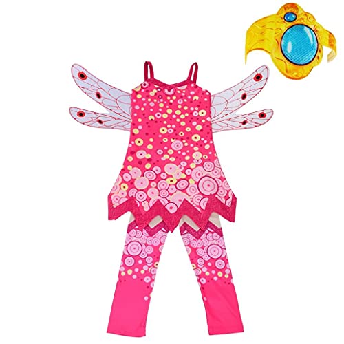 Lito Angels Mia and Me Kostüm Kleid Kinder Mädchen mit Flügel Hose und Armreif Verkleidung Cosplay Pink Größe Gr. 3-4 Jahre 104