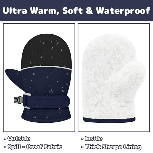 Olreco Toddler Mittens Waterproof Baby Mittens Winter Toddler Snow Gloves Boys Girls Ski Gloves Infant Gloves Kids Mittens2