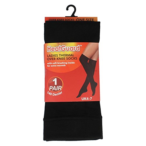 HeatGuard Ladies térmico calcetines por encima de la rodilla 140 Denier estilo – SK191 Negro negro