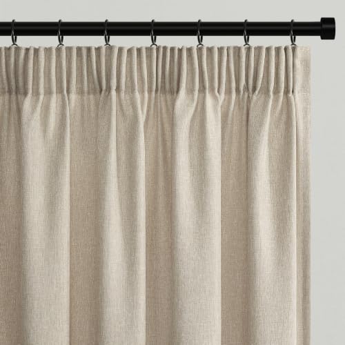 Topfinel Cortinas de salón con aspecto de lino, cinta fruncida, filtros de luz semitransparentes, cortinas de gasa, cortina moderna de 140 x 235 cm, para dormitorio, puerta de balcón, habitación