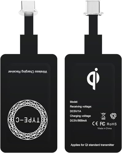 Récepteur Qi Type C pour Charge sans Fil 5V 1000mA, Chargeurs à Induction pour Téléphones Portables, 5V Adaptateur Induction pour Samsung Galaxy, Huawei,...