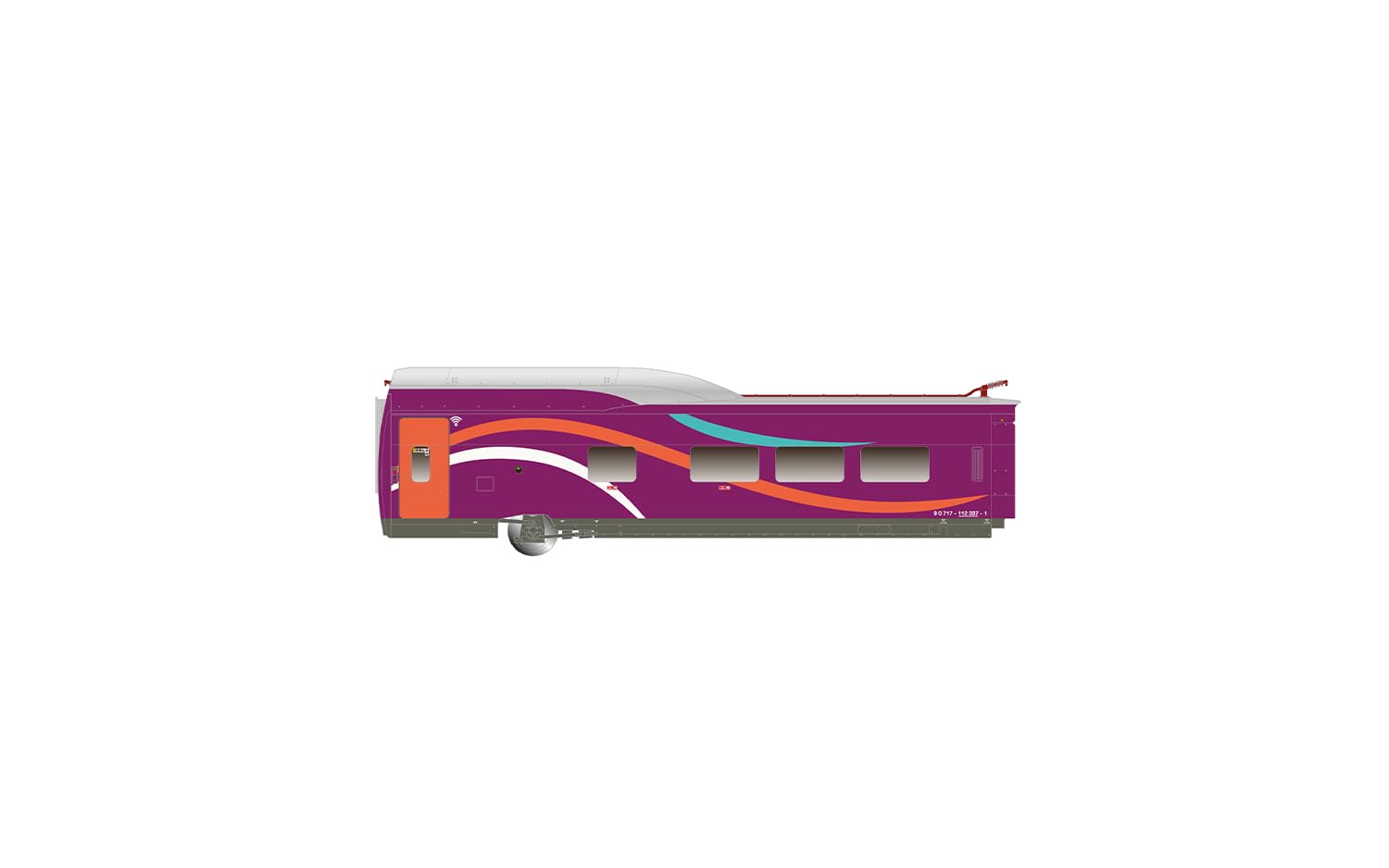 Electrotren HE2031 RENFE, pociąg dużych prędkości „AVLO”, zestaw główny składający się z 5 członów, fioletowe malowanie, odcinek VI Kolej 1 x Lokomotywa elektryczna