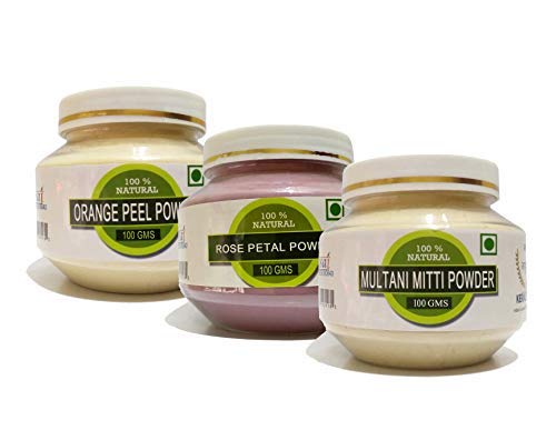 Raintech Herbals 3-in-1 Skin Glow Combo (300g) - Organic Rose Petal, Orange Peel & Multani Mitti Powder | Natural Face Pack Kit for Skin Brightening, Oil Control & Pore Tightening | Pure & Chemical-Free