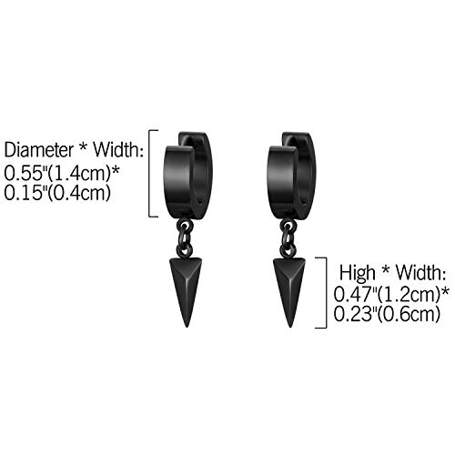 Flongo Men's Womens Punk Stainless Steel Pentacle Moon Dangle Huggie Hoops Earrings #TOP3